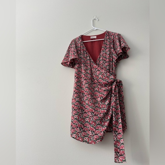 DRESS FORUM Floral-Print Satin Wrap Mini Dress - Picture 4 of 14